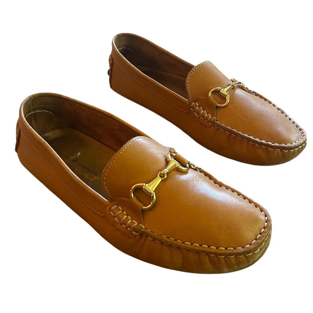 Mercanti Fiorentini Mens Tan Leather Horsebit Driving Loafers Size 9B